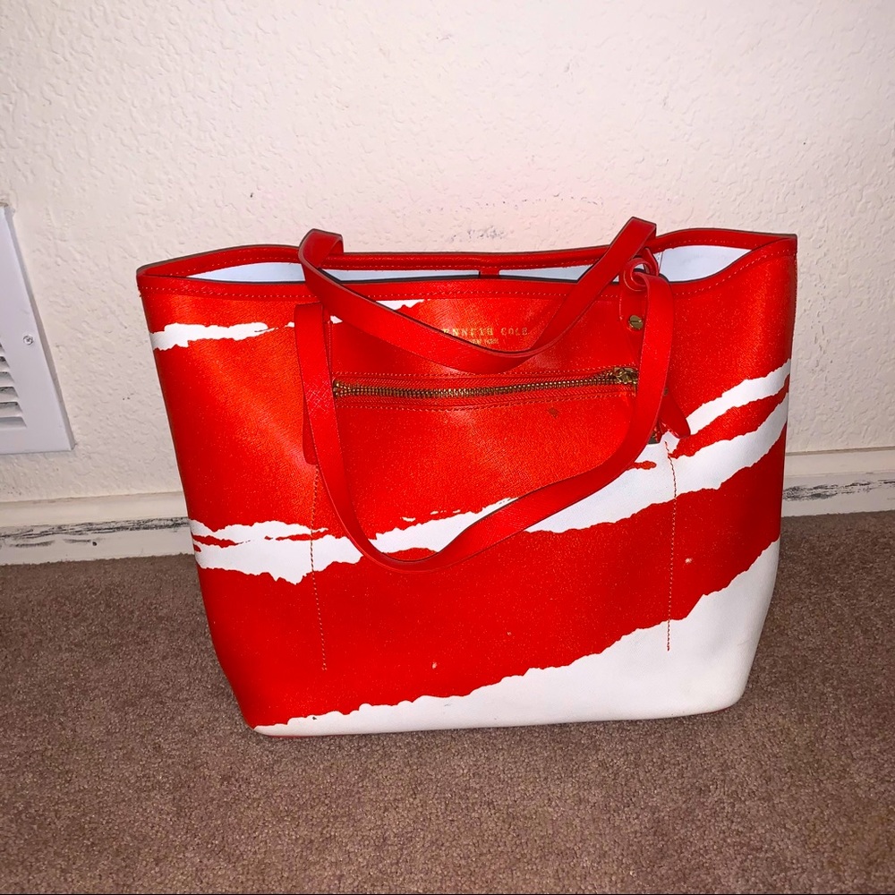 Dover Street Leather Tote Bag Red/White